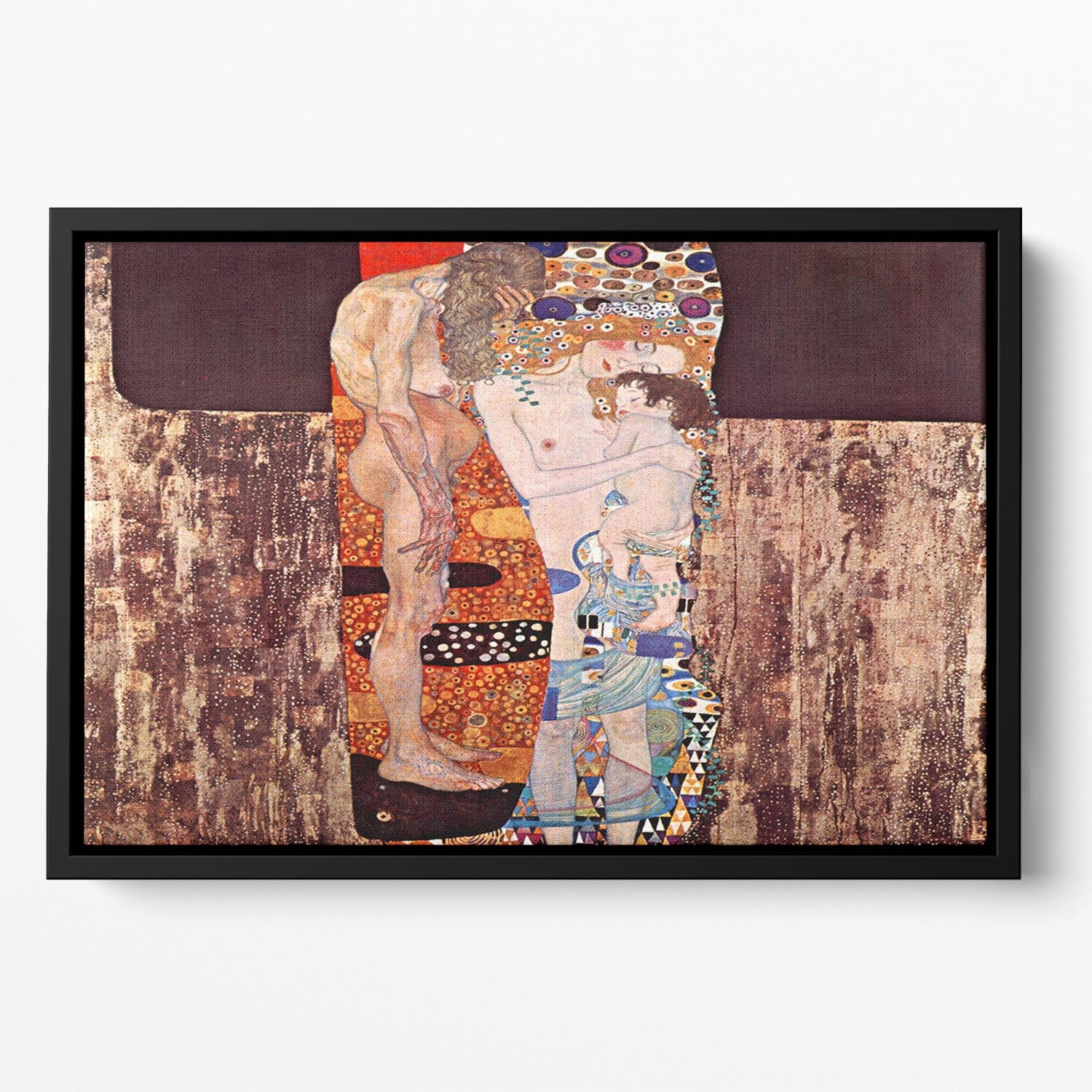 The three ages of a woman by Klimt Floating Framed Canvas