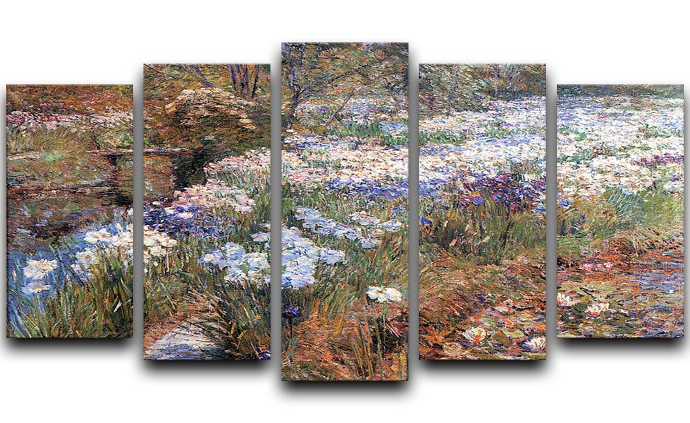 The water garden by Hassam 5 Split Panel Canvas - Canvas Art Rocks - 1