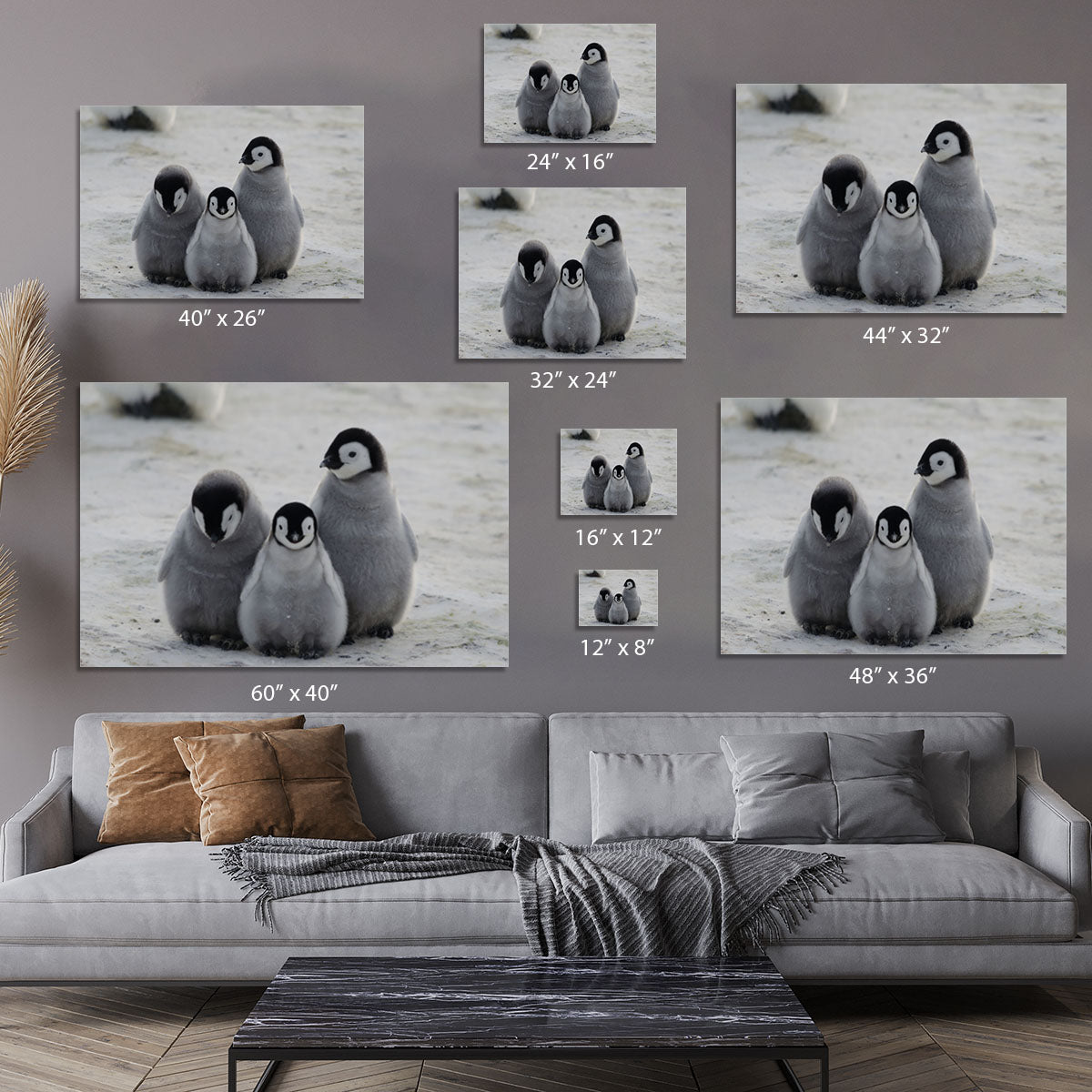 Three Emperor Penguin Chicks Together Canvas Print or Poster - Canvas Art Rocks - 7