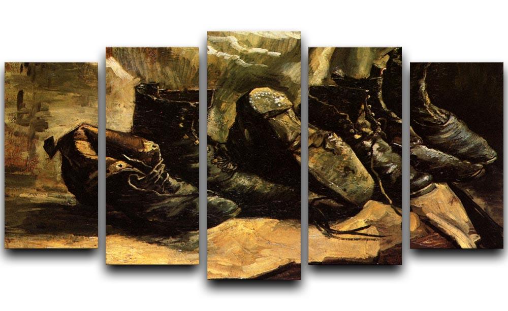 Three Pairs of Shoes by Van Gogh 5 Split Panel Canvas  - Canvas Art Rocks - 1