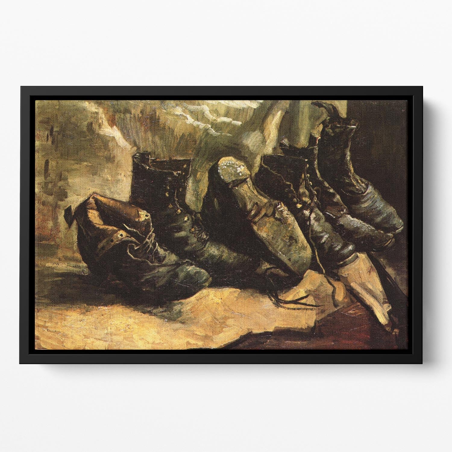Three Pairs of Shoes by Van Gogh Floating Framed Canvas