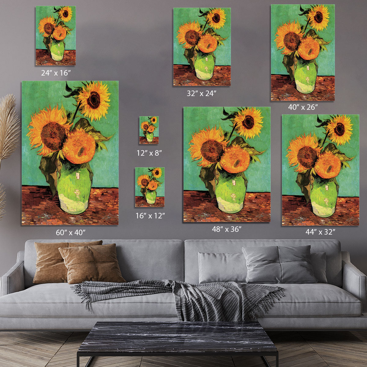 Three Sunflowers in a Vase by Van Gogh Canvas Print or Poster - Canvas Art Rocks - 7