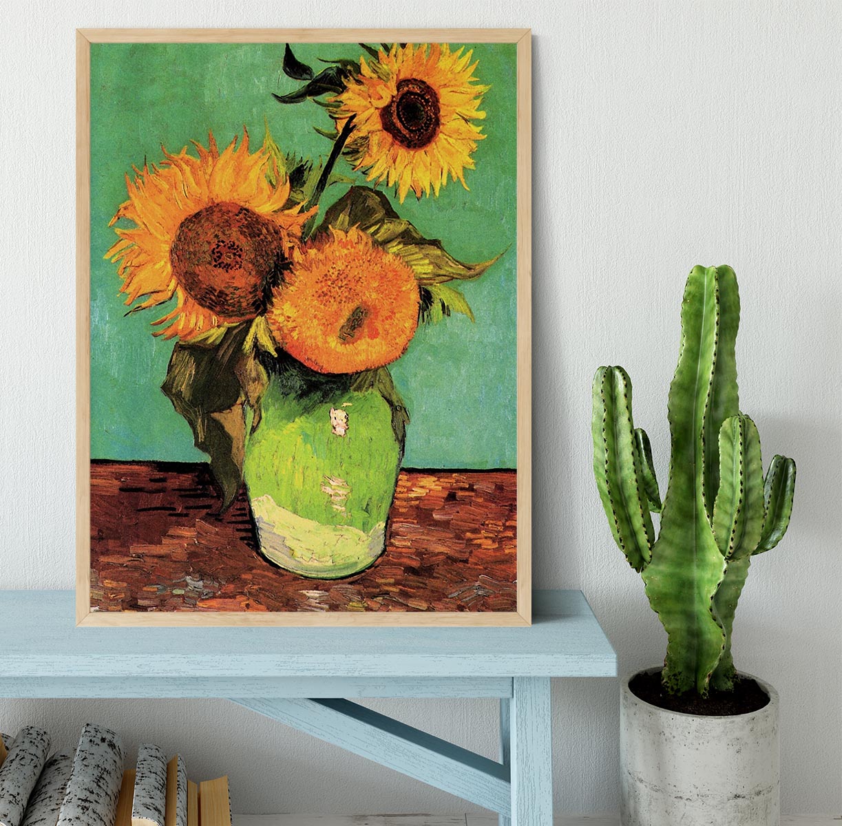 Three Sunflowers in a Vase by Van Gogh Framed Print - Canvas Art Rocks - 4