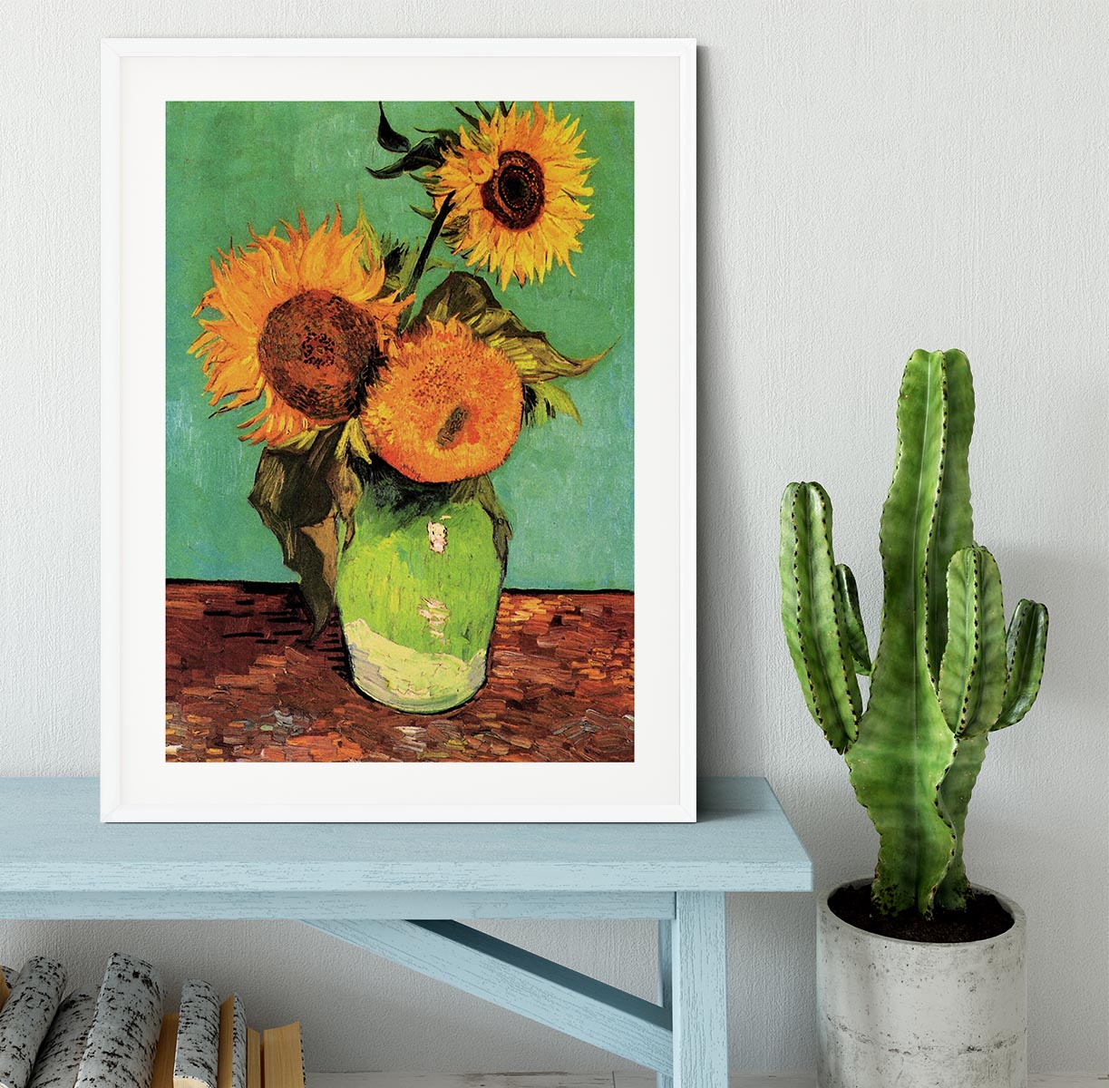 Three Sunflowers in a Vase by Van Gogh Framed Print - Canvas Art Rocks - 5