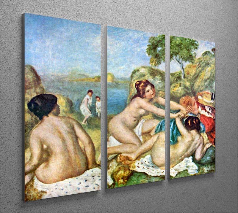 Three bathing girls with crab by Renoir 3 Split Panel Canvas Print - Canvas Art Rocks - 2