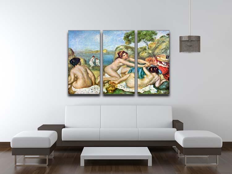 Three bathing girls with crab by Renoir 3 Split Panel Canvas Print - Canvas Art Rocks - 3