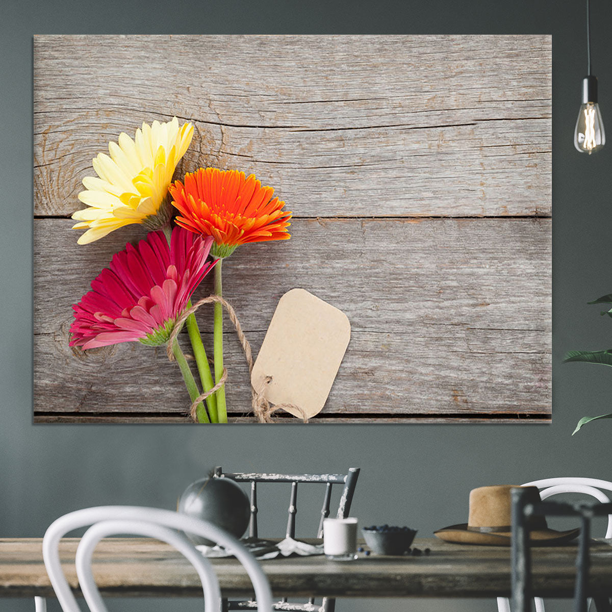 Three colorful gerbera flowers Canvas Print or Poster - Canvas Art Rocks - 3