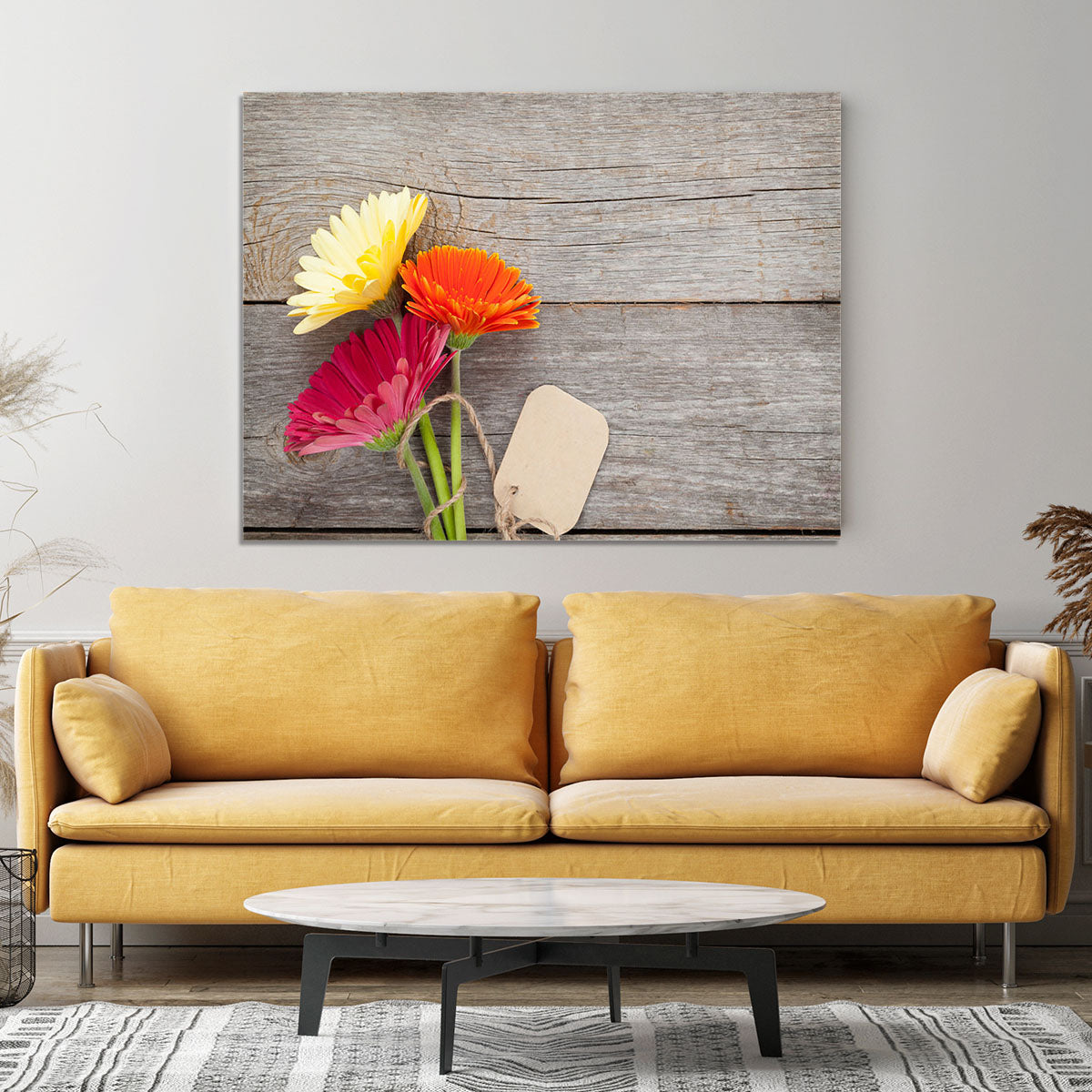 Three colorful gerbera flowers Canvas Print or Poster - Canvas Art Rocks - 4