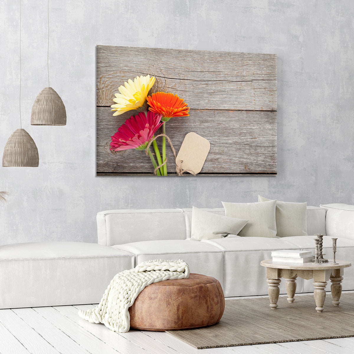 Three colorful gerbera flowers Canvas Print or Poster - Canvas Art Rocks - 6