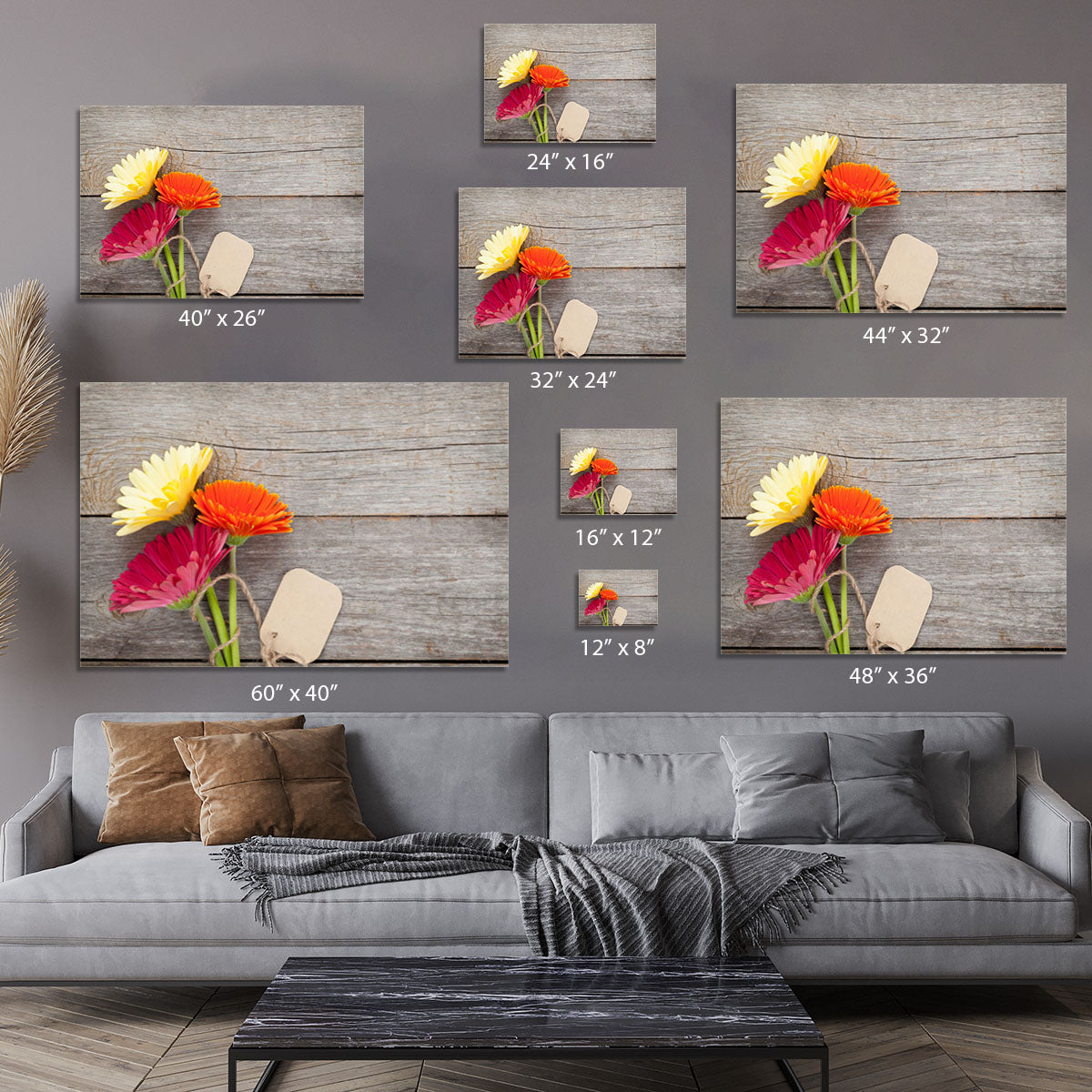 Three colorful gerbera flowers Canvas Print or Poster - Canvas Art Rocks - 7
