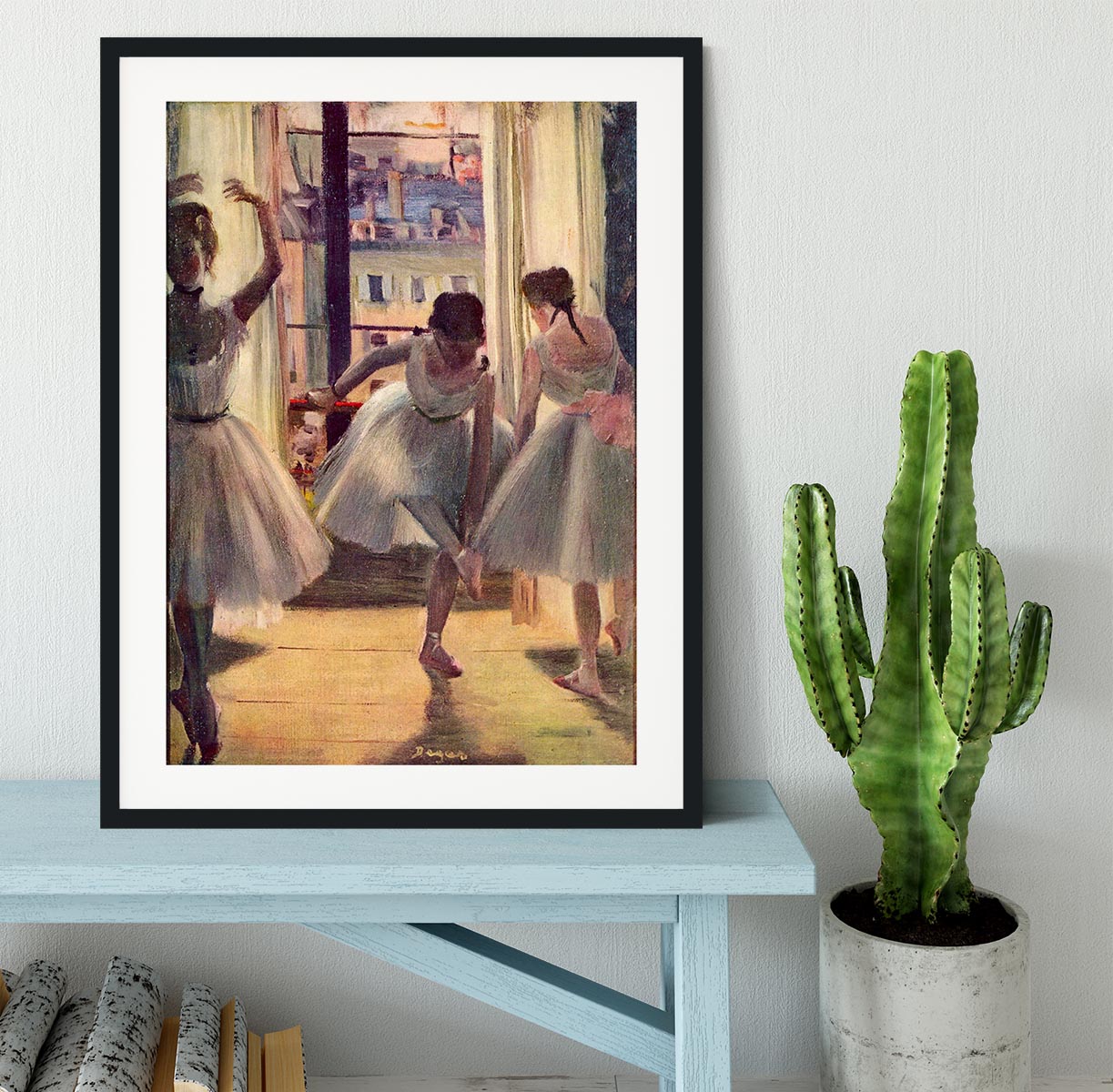 Three dancers in a practice room by Degas Framed Print - Canvas Art Rocks - 1