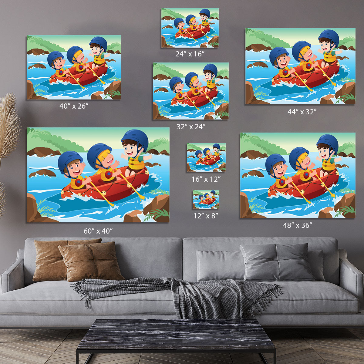 Three happy kids on boat Canvas Print or Poster - Canvas Art Rocks - 7