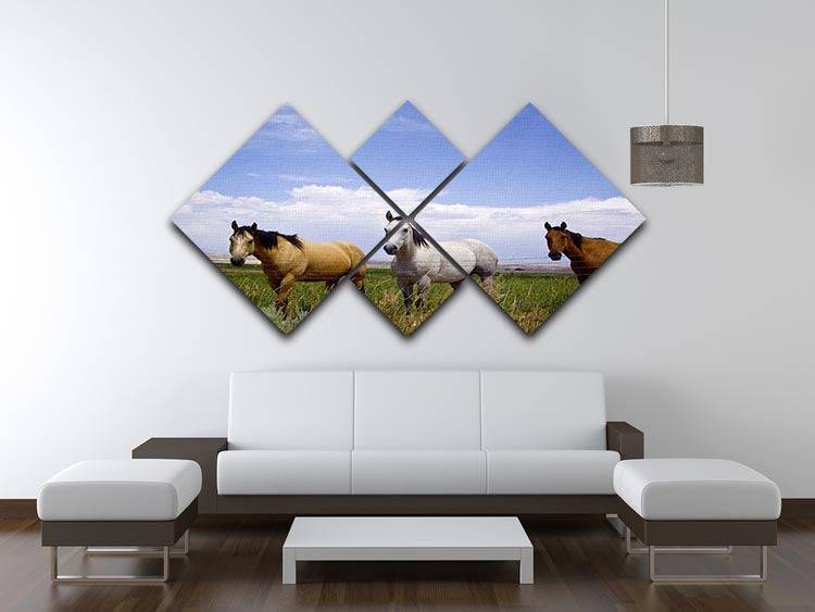 Three horses of a different color 4 Square Multi Panel Canvas - Canvas Art Rocks - 3