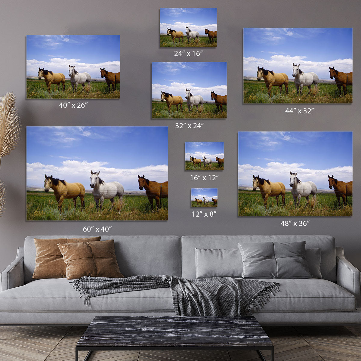 Three horses of a different color Canvas Print or Poster - Canvas Art Rocks - 7