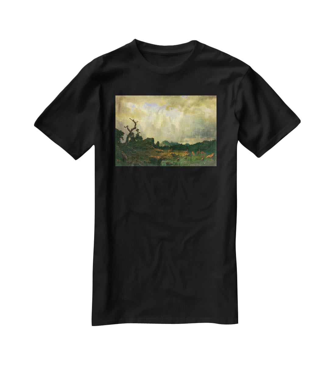 Thunderstorms in the Rocky Mountains by Bierstadt T-Shirt - Canvas Art Rocks - 1