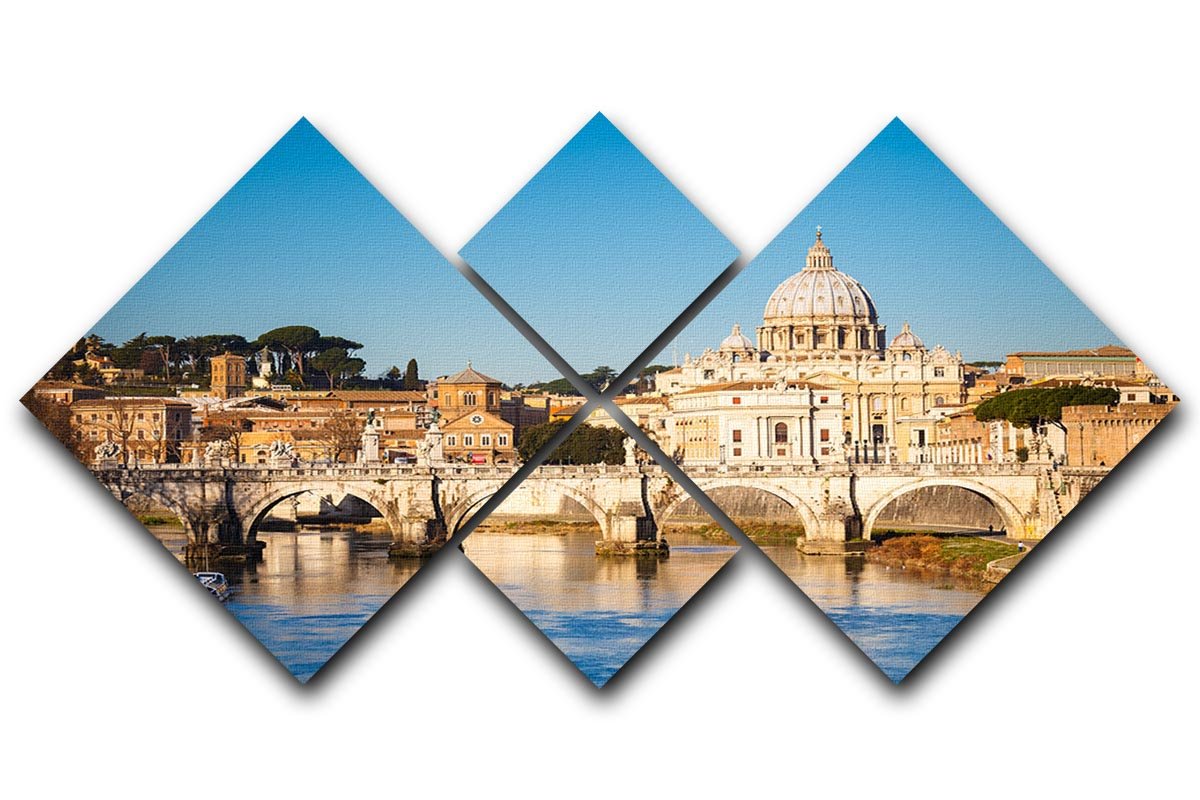 Tiber and St Peter s cathedral 4 Square Multi Panel Canvas  - Canvas Art Rocks - 1