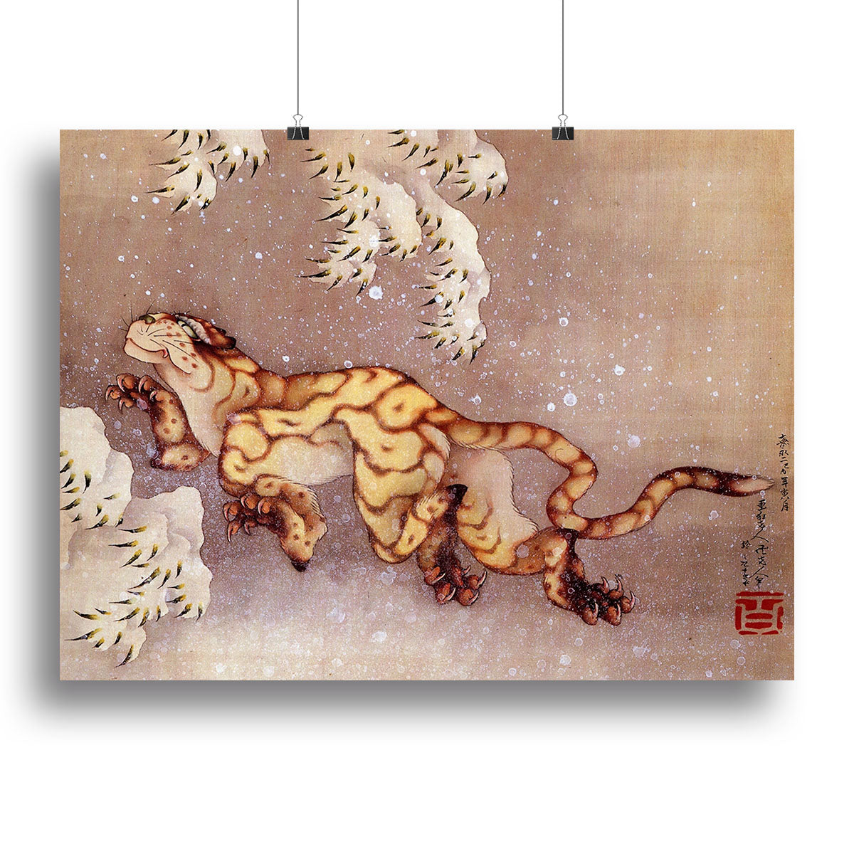 Tiger in the snow by Hokusai Canvas Print or Poster - Canvas Art Rocks - 2
