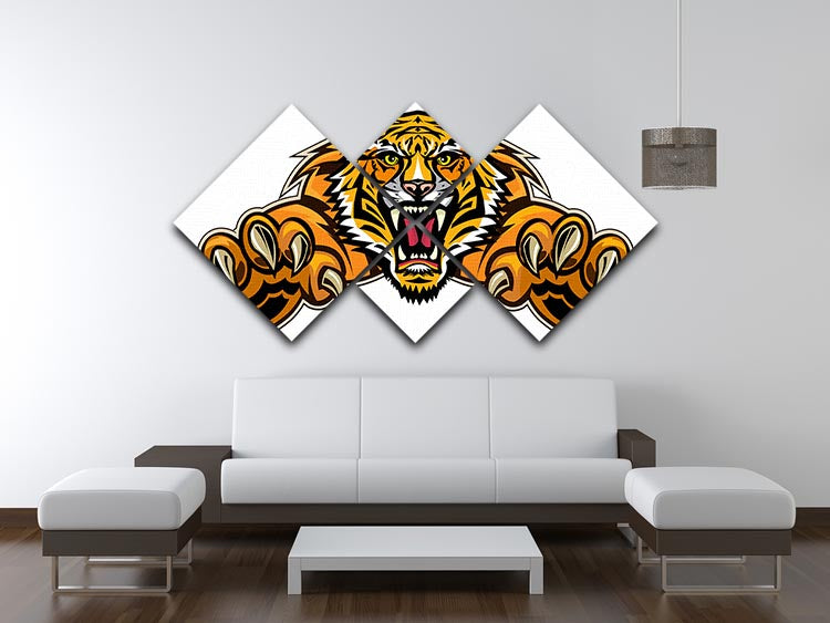 Tiger jump 4 Square Multi Panel Canvas - Canvas Art Rocks - 3