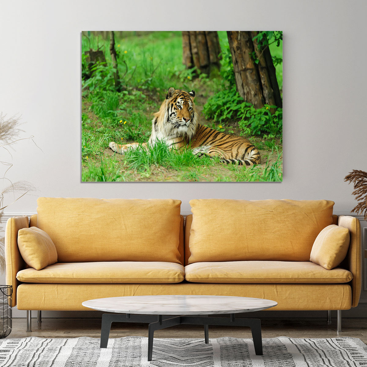 Tiger on the green grass Canvas Print or Poster - Canvas Art Rocks - 4