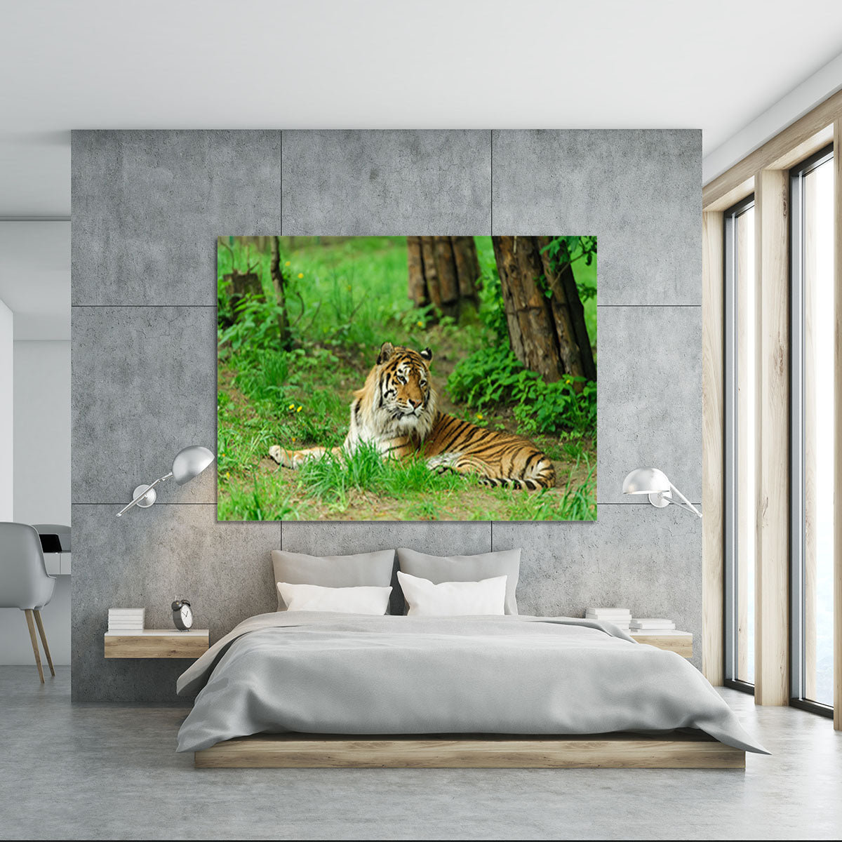 Tiger on the green grass Canvas Print or Poster - Canvas Art Rocks - 5
