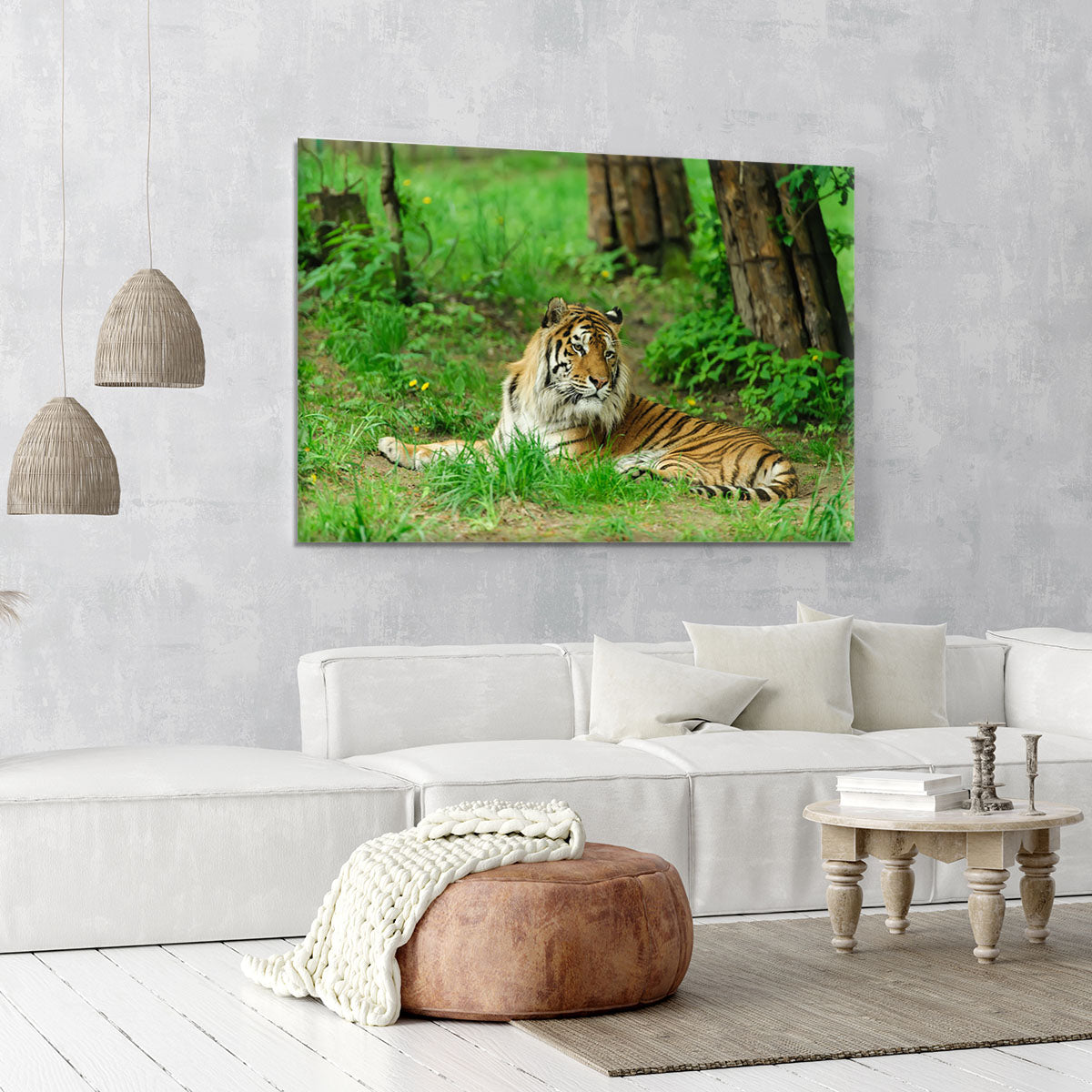 Tiger on the green grass Canvas Print or Poster - Canvas Art Rocks - 6