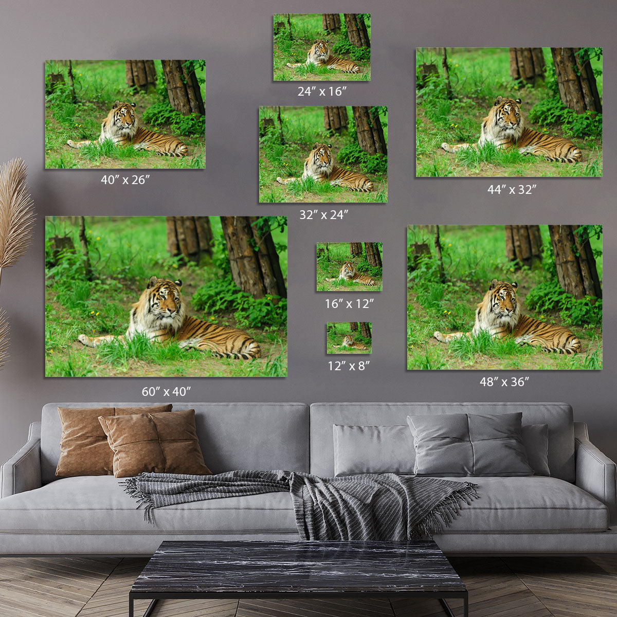 Tiger on the green grass Canvas Print or Poster - Canvas Art Rocks - 7