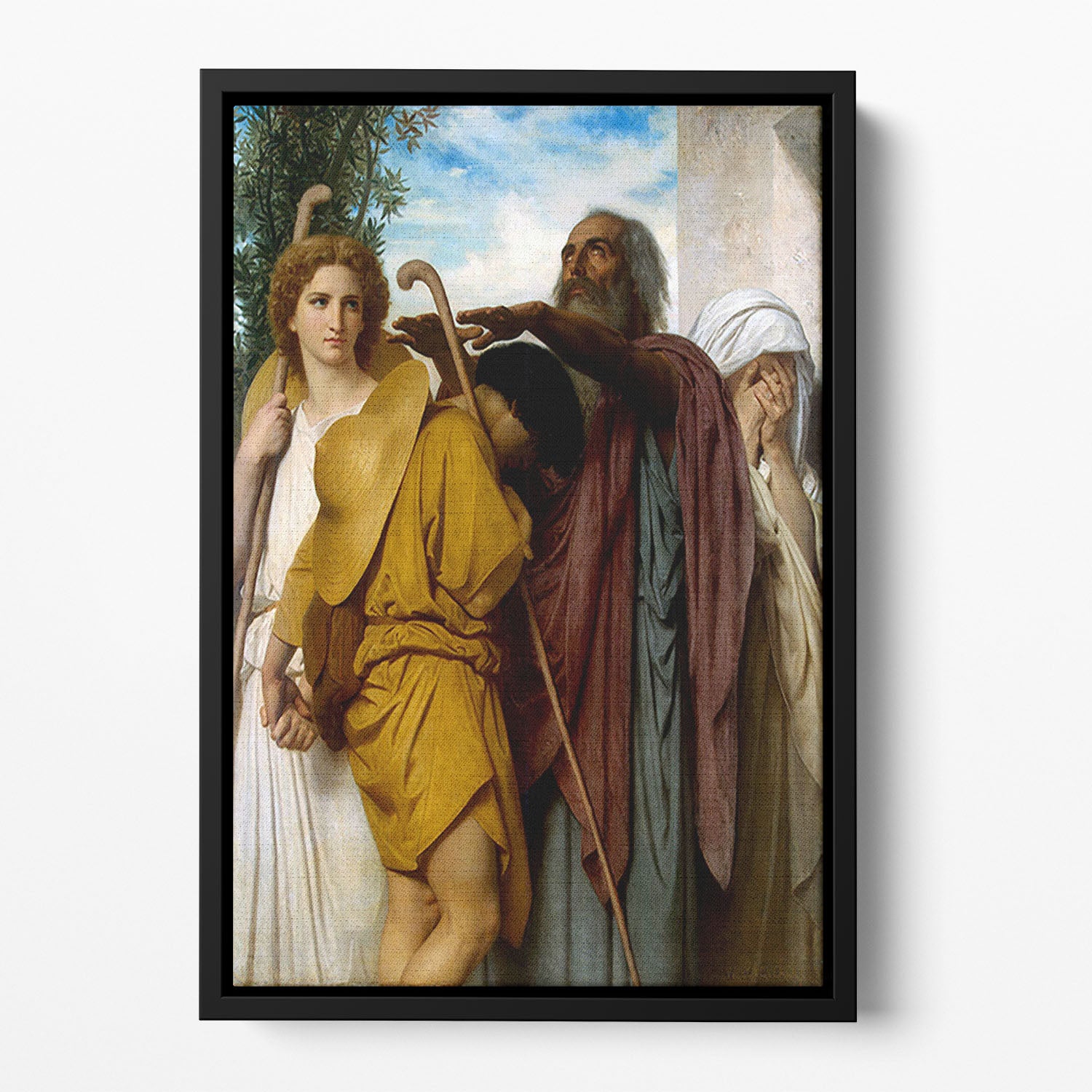 Tobias Saying Good-Bye to his Father By Bouguereau Floating Framed Canvas
