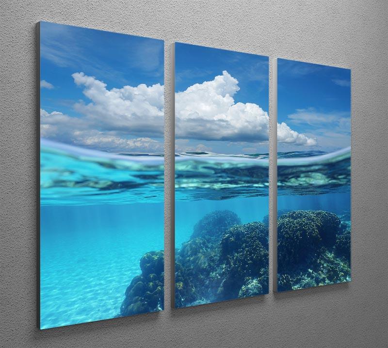 Top half with blue sky and cloud 3 Split Panel Canvas Print - Canvas Art Rocks - 2