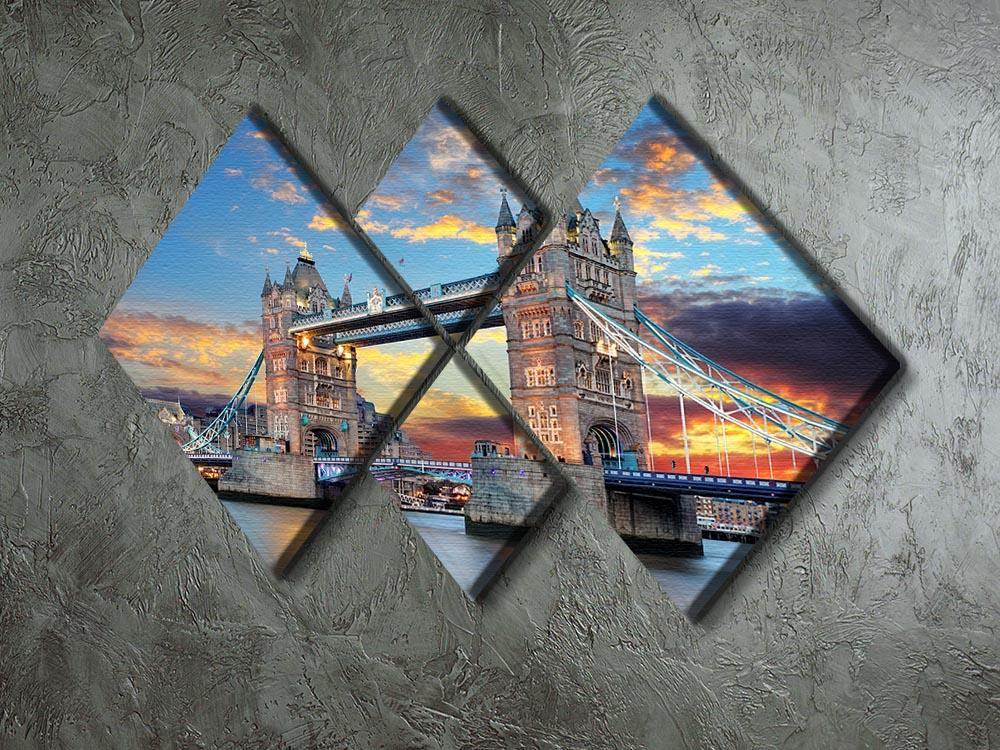Tower Bridge 4 Square Multi Panel Canvas  - Canvas Art Rocks - 2