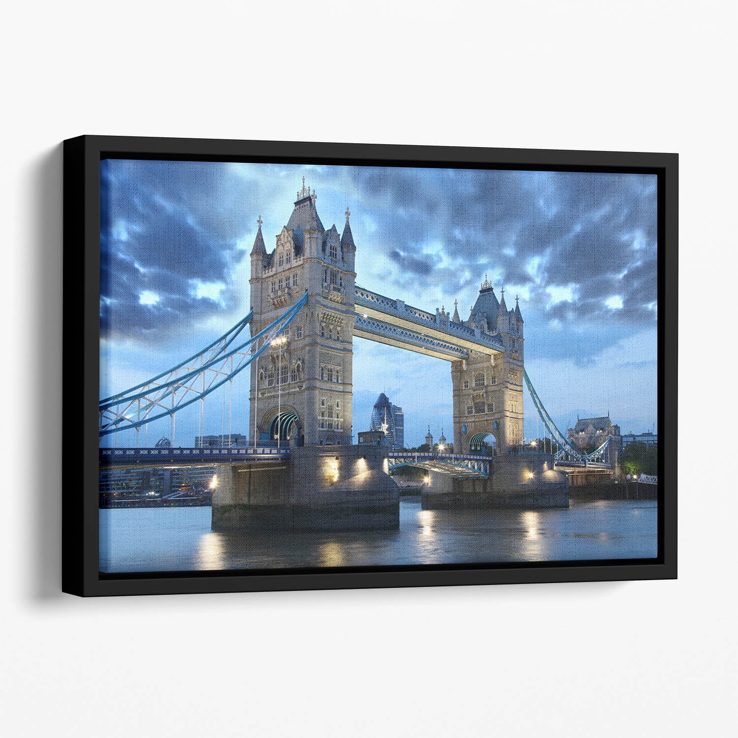 Tower Bridge in the evening Floating Framed Canvas
