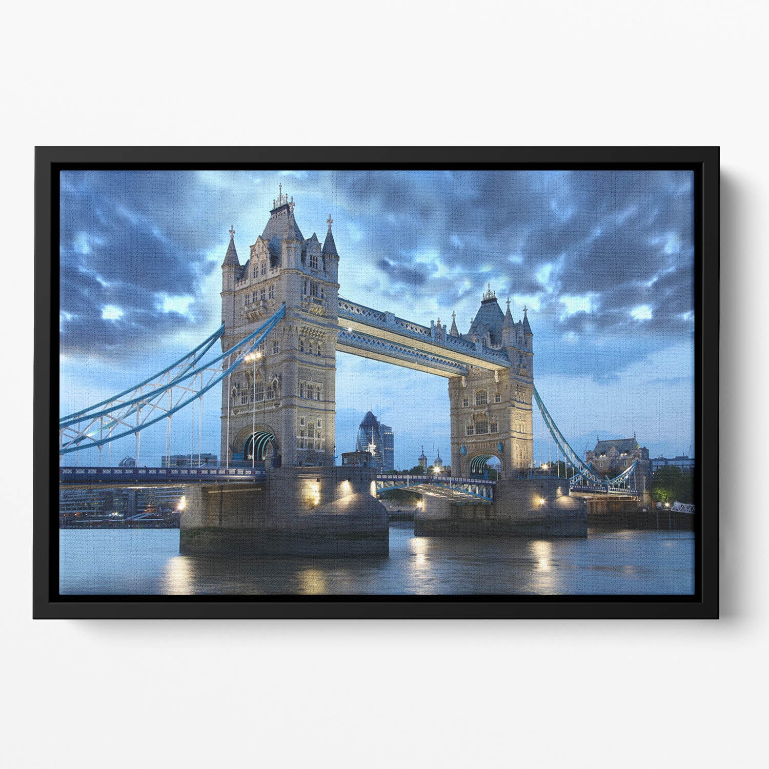 Tower Bridge in the evening Floating Framed Canvas