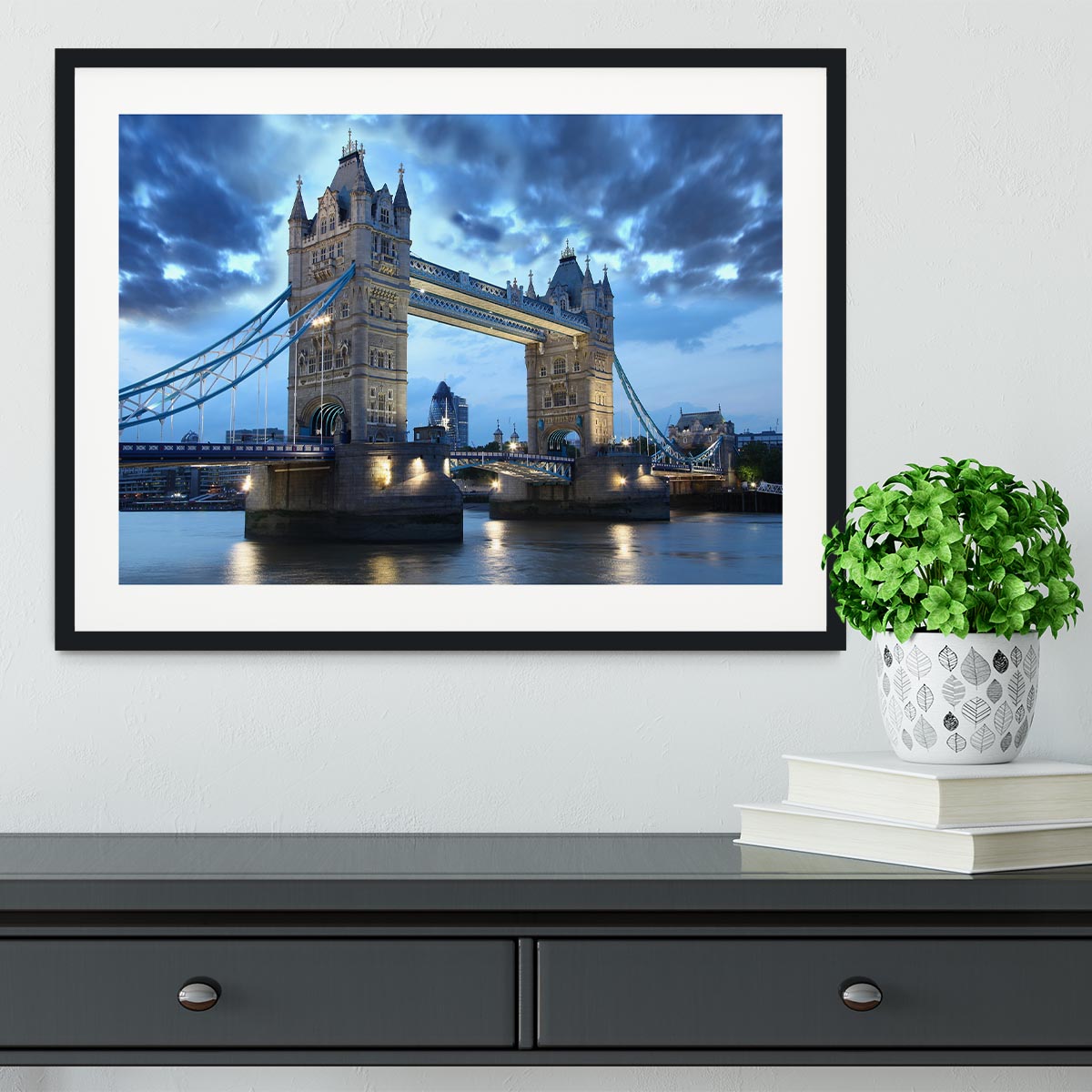 Tower Bridge in the evening Framed Print - Canvas Art Rocks - 1