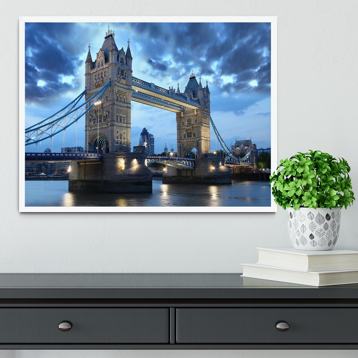 Tower Bridge in the evening Framed Print - Canvas Art Rocks -6