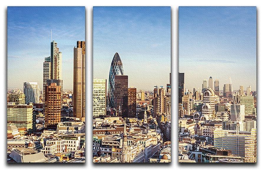 Tower Lloyds of London and Canary Wharf 3 Split Panel Canvas Print - Canvas Art Rocks - 1