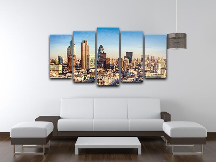 Tower Lloyds of London and Canary Wharf 5 Split Panel Canvas  - Canvas Art Rocks - 3