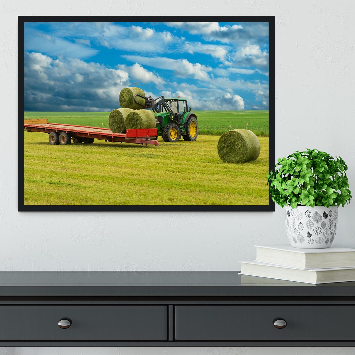 Tractor and trailer with hay bales Framed Print - Canvas Art Rocks - 2