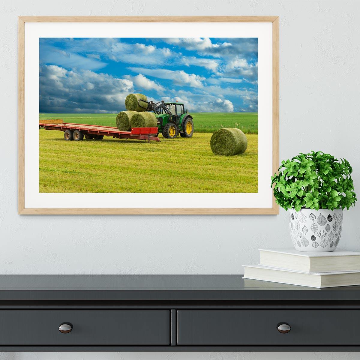 Tractor and trailer with hay bales Framed Print - Canvas Art Rocks - 3
