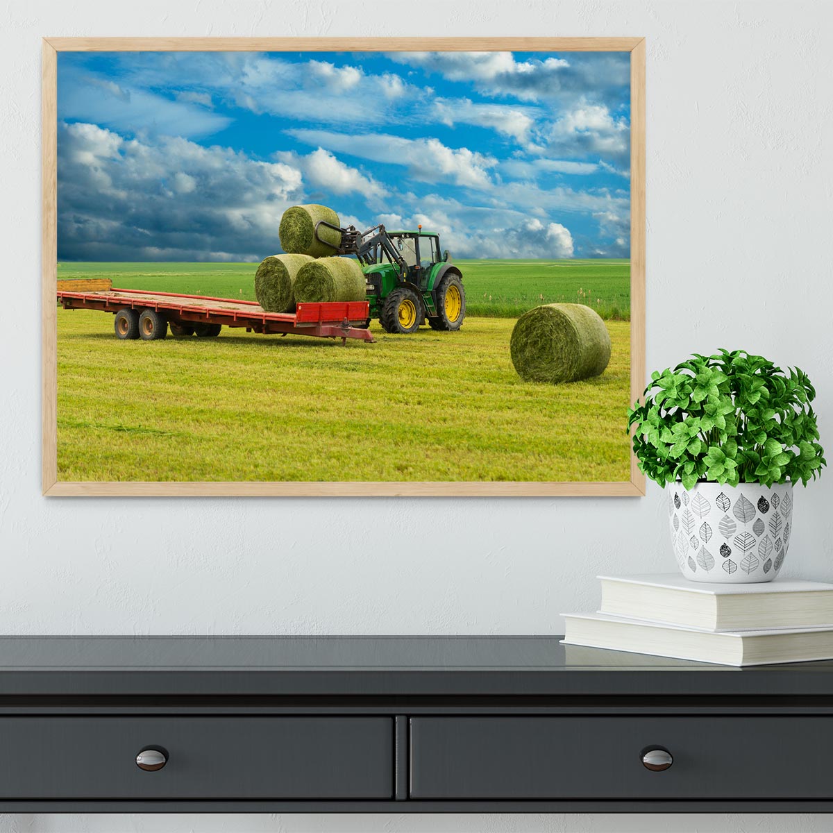Tractor and trailer with hay bales Framed Print - Canvas Art Rocks - 4