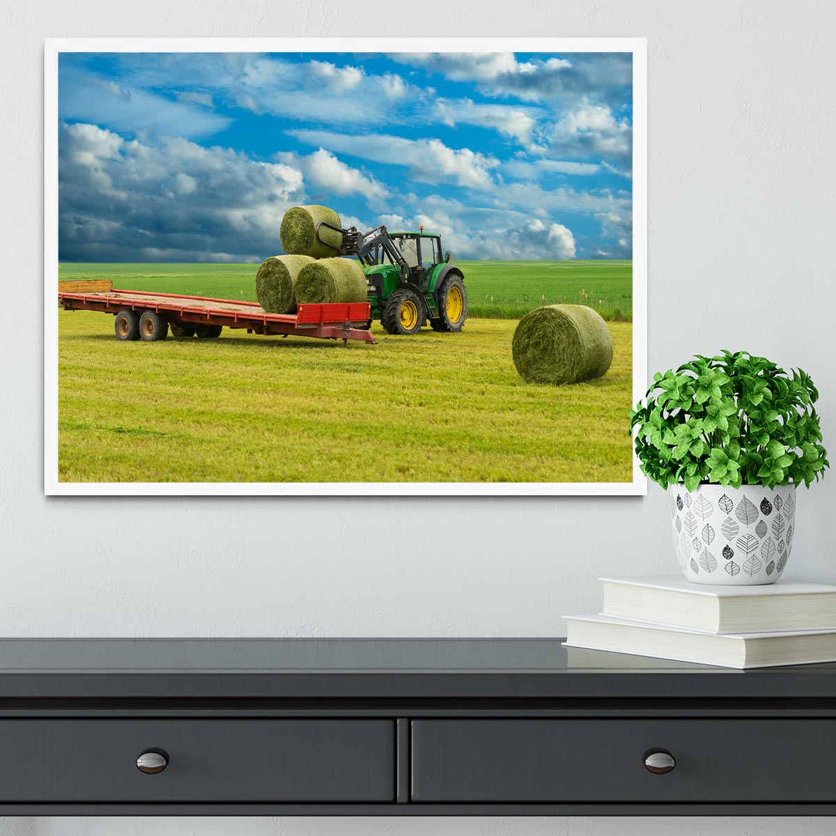 Tractor and trailer with hay bales Framed Print - Canvas Art Rocks -6