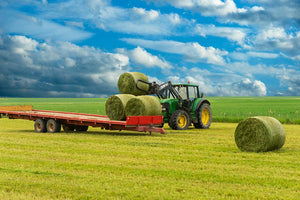 Tractor and trailer with hay bales Wall Mural Wallpaper - Canvas Art Rocks - 1