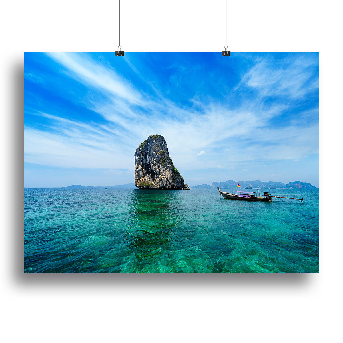 Traditional Thai boat in the blue sea Canvas Print or Poster - Canvas Art Rocks - 2