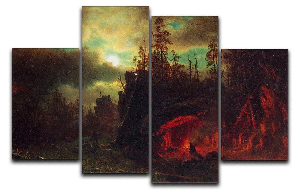 Trapper's camp by Bierstadt 4 Split Panel Canvas - Canvas Art Rocks - 1