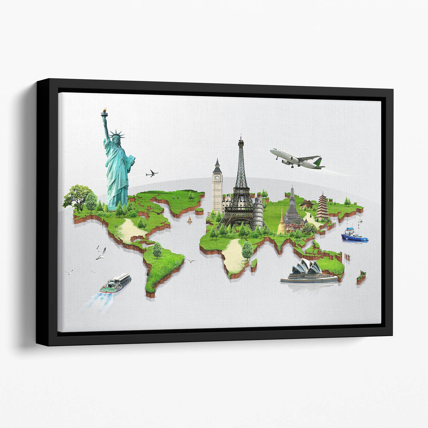 Travel the world concept Floating Framed Canvas