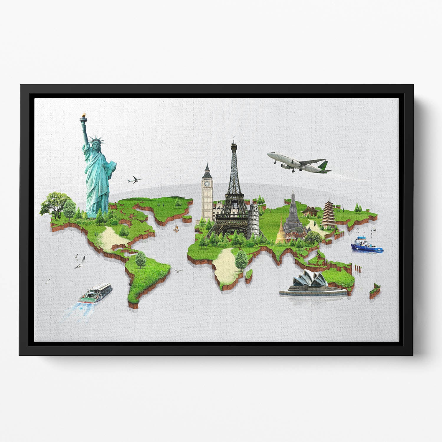 Travel the world concept Floating Framed Canvas