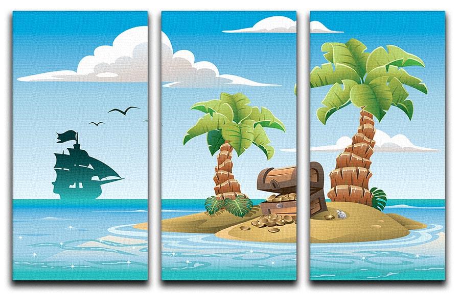 Treasure chest on the unhabited tropical island 3 Split Panel Canvas Print - Canvas Art Rocks - 1