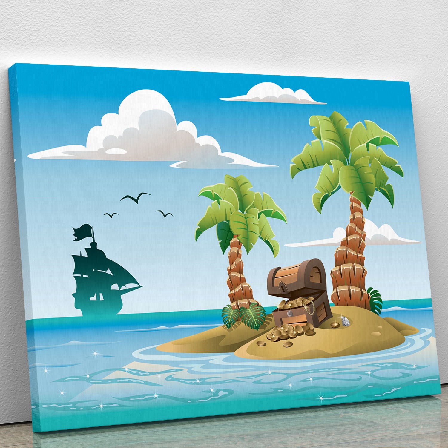Treasure chest on the unhabited tropical island Canvas Print or Poster - Canvas Art Rocks - 1