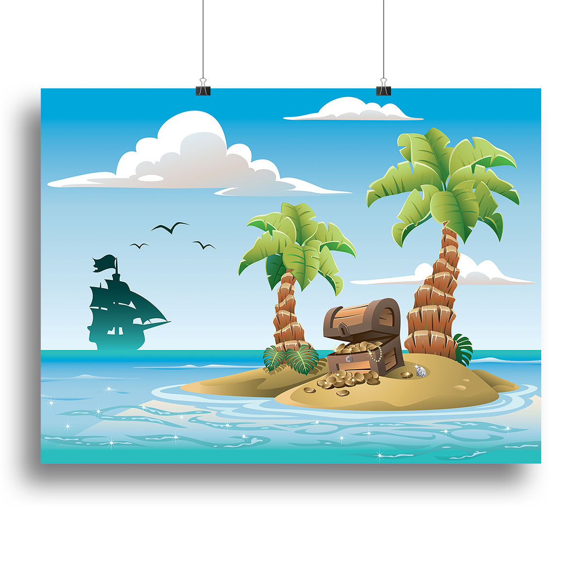 Treasure chest on the unhabited tropical island Canvas Print or Poster - Canvas Art Rocks - 2