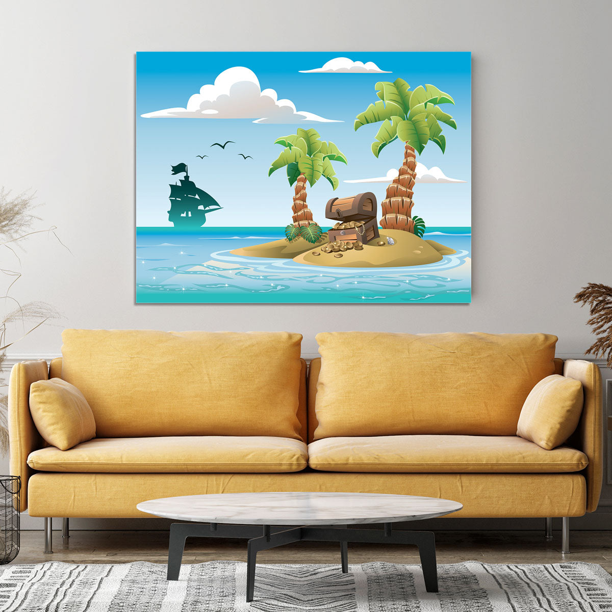 Treasure chest on the unhabited tropical island Canvas Print or Poster - Canvas Art Rocks - 4