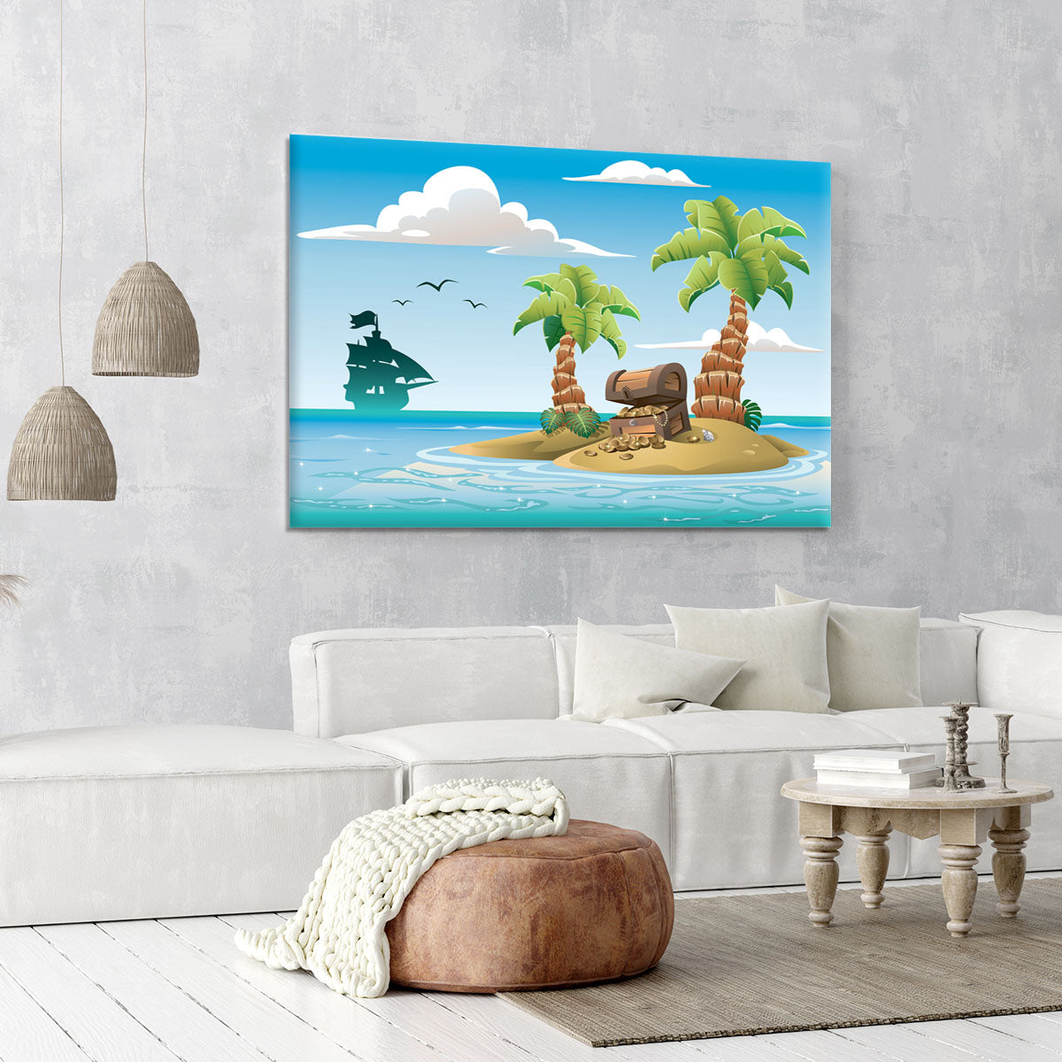 Treasure chest on the unhabited tropical island Canvas Print or Poster - Canvas Art Rocks - 6