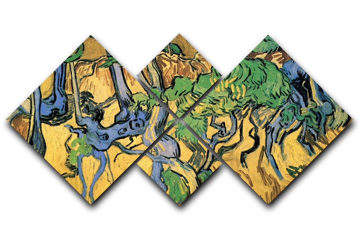 Tree Roots and Trunks by Van Gogh 4 Square Multi Panel Canvas  - Canvas Art Rocks - 1